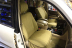 Escape Gear canvas seat covers, Land Cruiser 100 Series, Light Khaki front seats through the open door