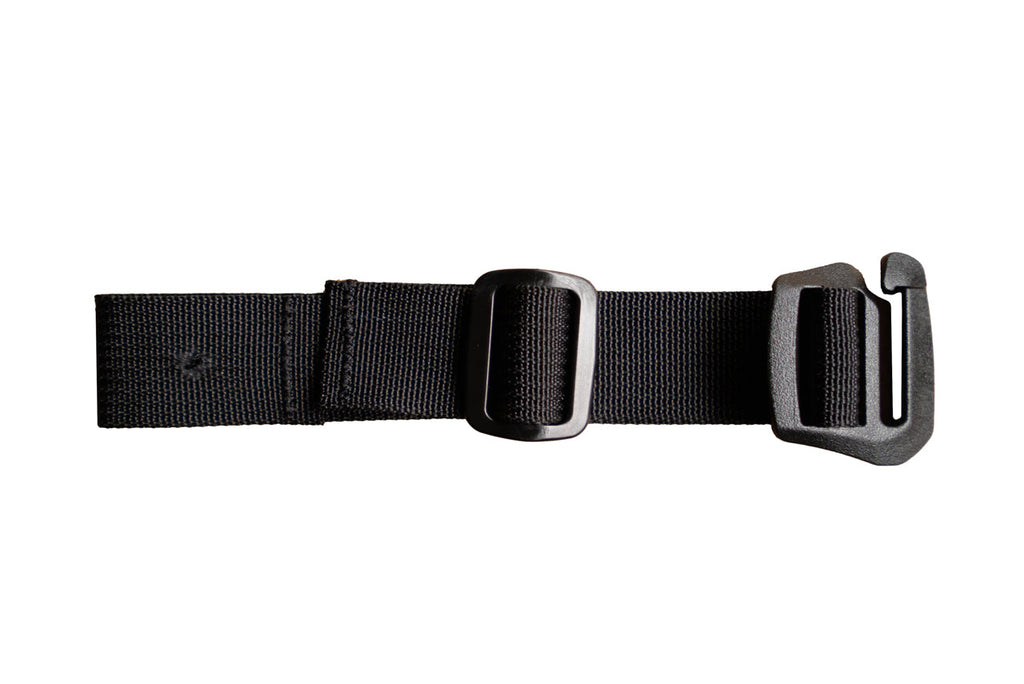 One of the four Bronco mounting straps with its buckle and hook