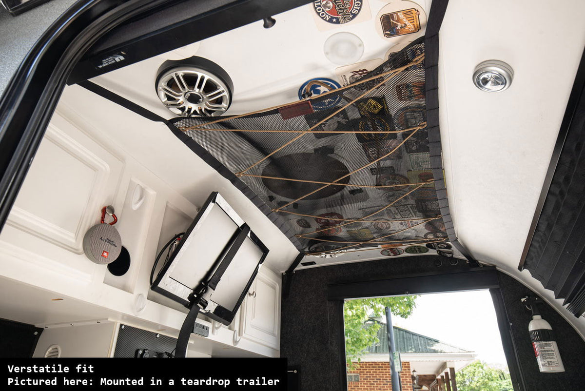 The same attic mounted in the ceiling of a teardrop trailer, as the supplier shows it