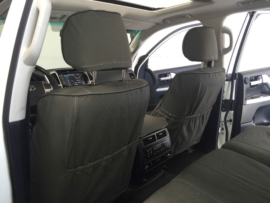Escape Gear canvas seat covers, Land Cruiser 200 Series (2016 to 2021), dark front seat backs with map pockets