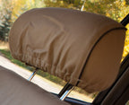Escape Gear canvas seat covers, Land Cruiser 80 Series, Light Khaki headrest cover close-up
