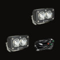 A pair of S2 Sport pods with clear spot lenses and the wiring harness