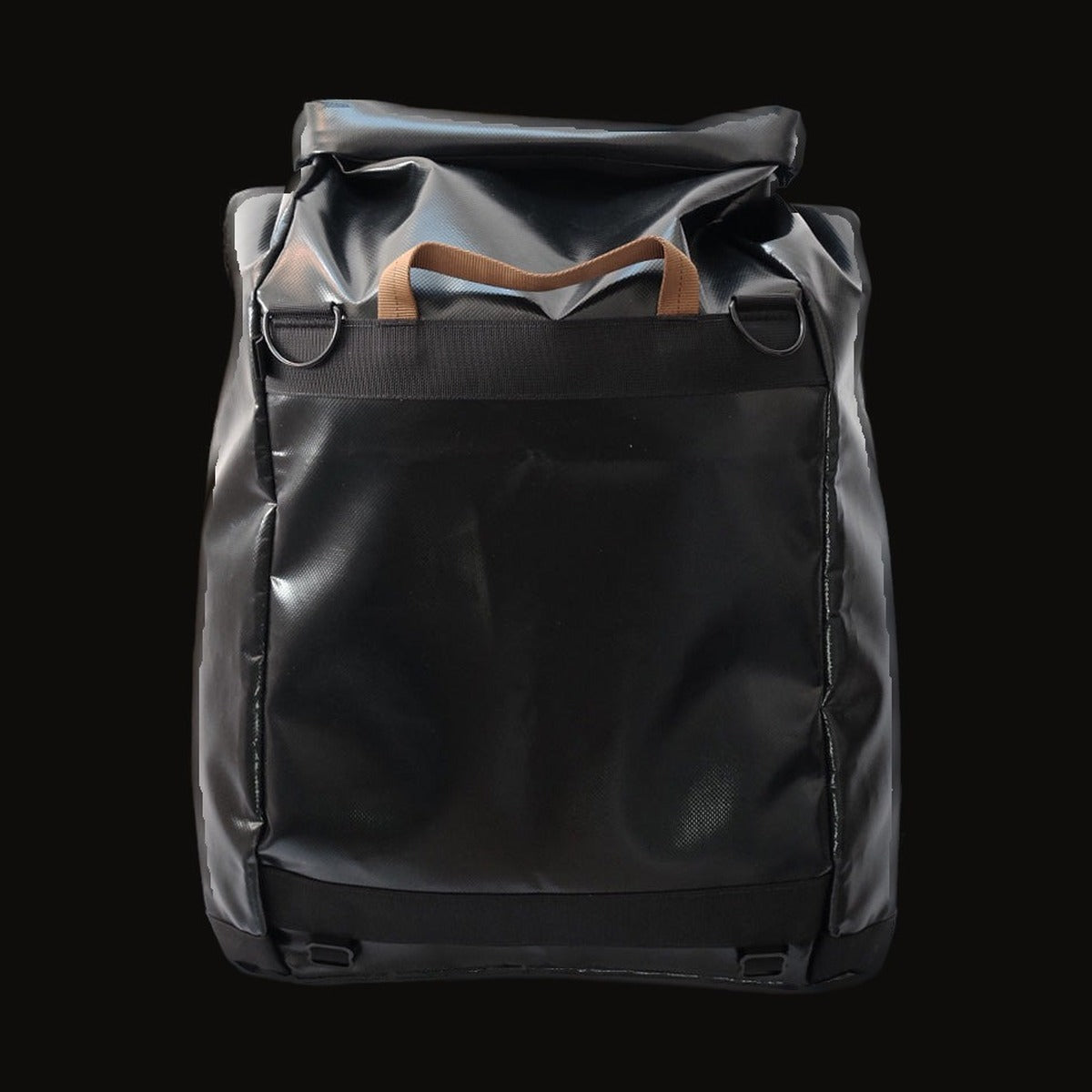 Back of the black Colfax Q.D. Tire Bag, showing the strap mounts