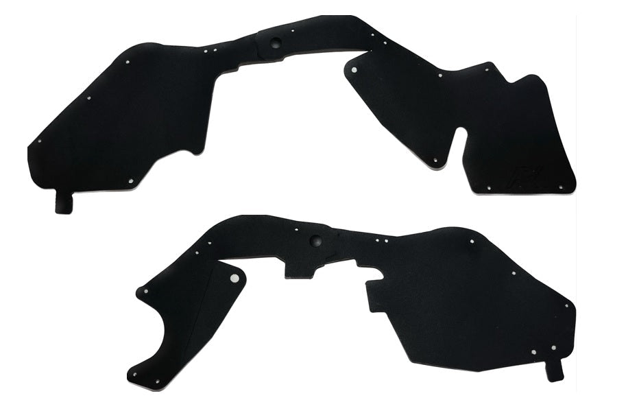 Pair of Ark rubber splash guards for the Land Cruiser HDJ80, driver and passenger, on white