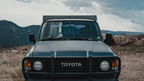 60 Series Land Cruiser head-on with the Mineral rack and fairing above the windshield