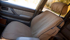 Escape Gear canvas seat covers, Land Cruiser 80 Series, Light Khaki front seat, side view with seat back pocket