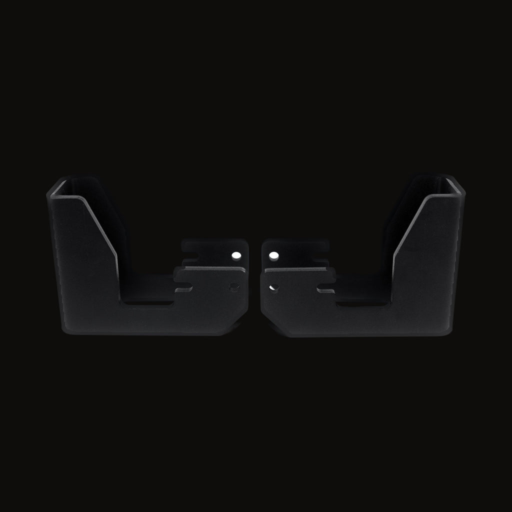 Pair of Sherpa awning mounts, side view showing the crossbar tabs