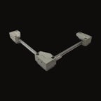 Four Sherpa Starlink Mini flush mounts holding a white placeholder on two crossbars, Starlink not included
