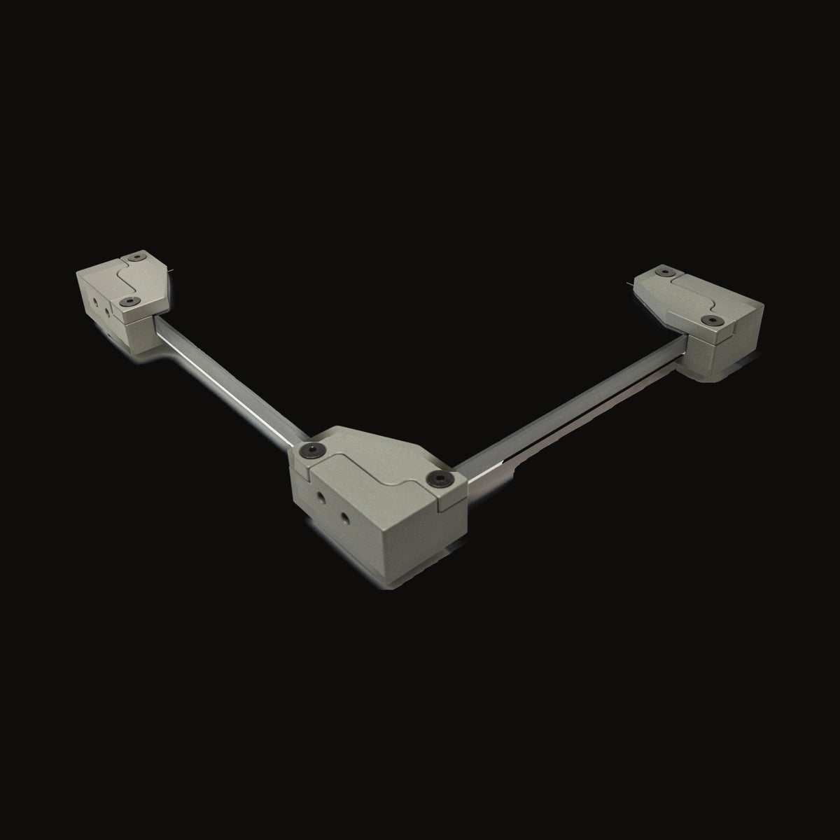 Four Sherpa Starlink Mini flush mounts holding a white placeholder on two crossbars, Starlink not included