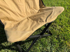 Eezi-Awn K9 Fold A Chair, close-up of the Beige canvas seat and stitched seams
