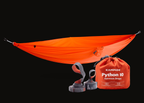 The bundle: a Roo Single hammock in Ember with the Python 10 straps and their stuff sack
