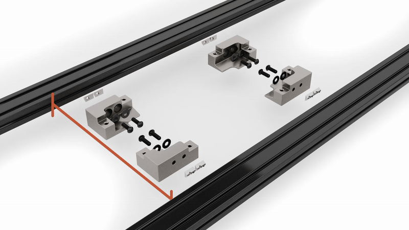 Animation of the Starlink Mini flush mounts fitting into crossbar extrusion