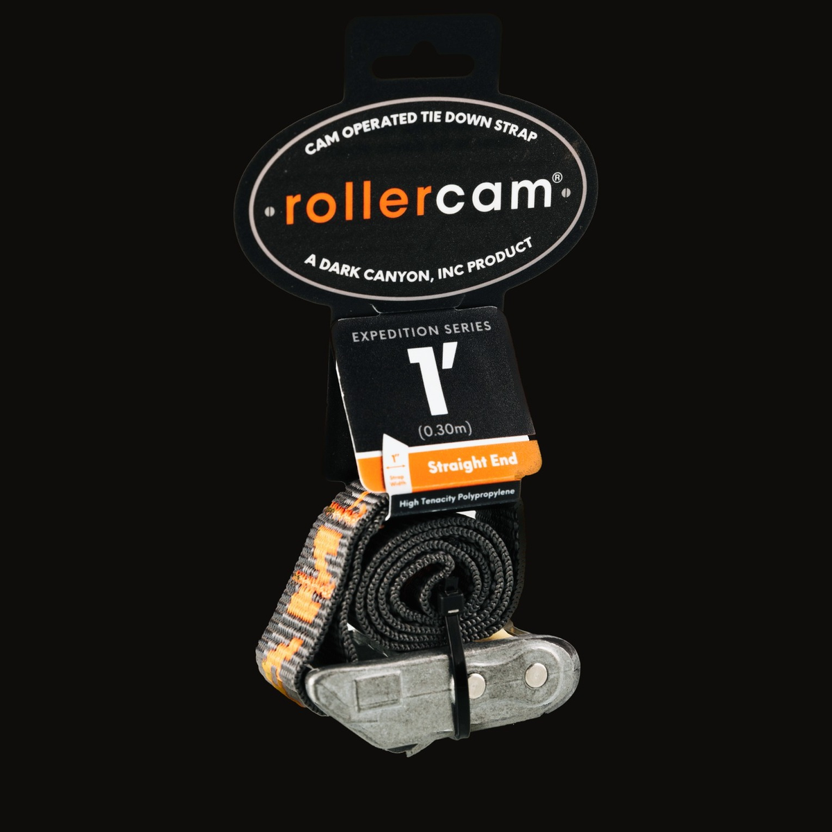 Rollercam 1" Cam Strap, Straight End in Expedition Grey, 1 ft