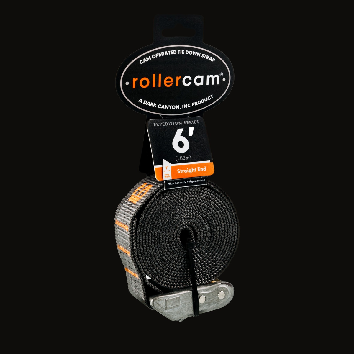 Rollercam 1" Cam Strap, Straight End in Expedition Grey, 6 ft