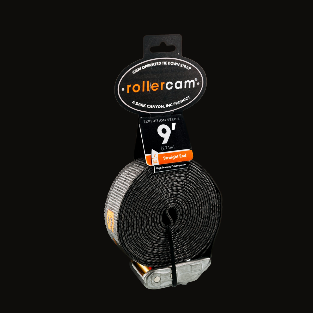 Rollercam 1" Cam Strap, Straight End in Expedition Grey, 9 ft