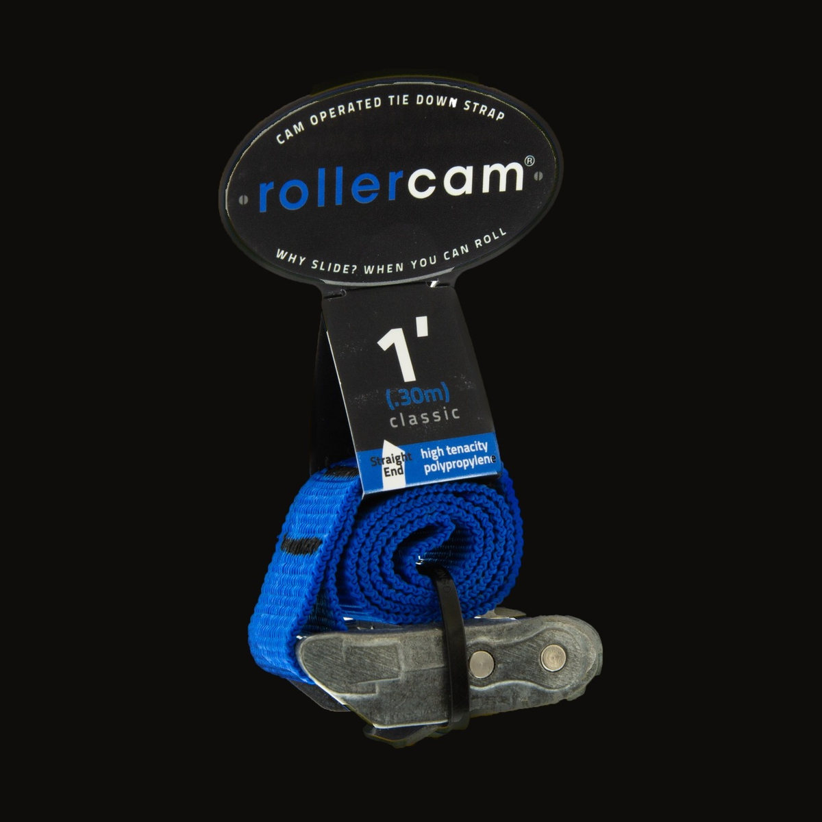 Rollercam 1" Cam Strap, Straight End in Classic Blue, 1 ft