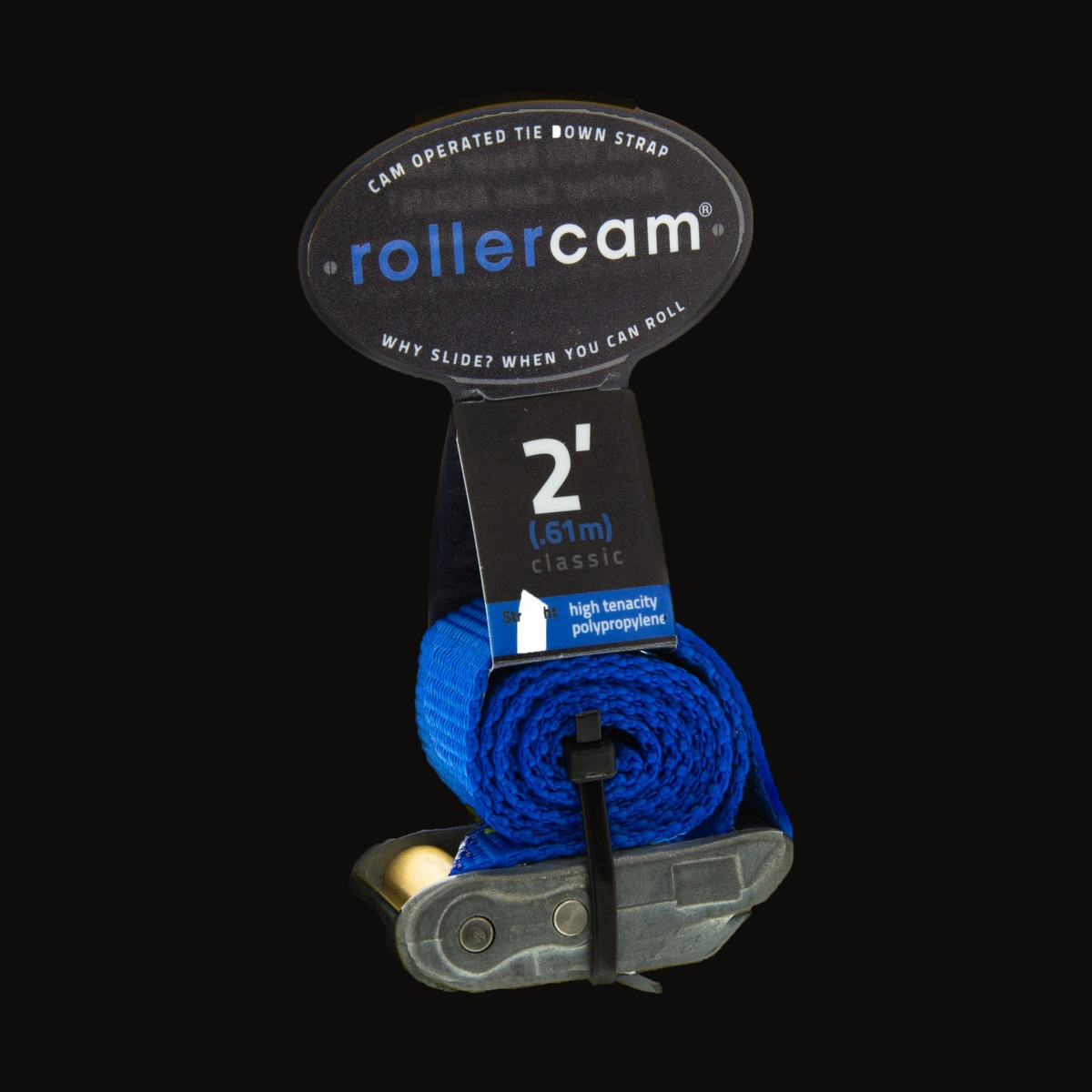 Rollercam 1" Cam Strap, Straight End in Classic Blue, 2 ft