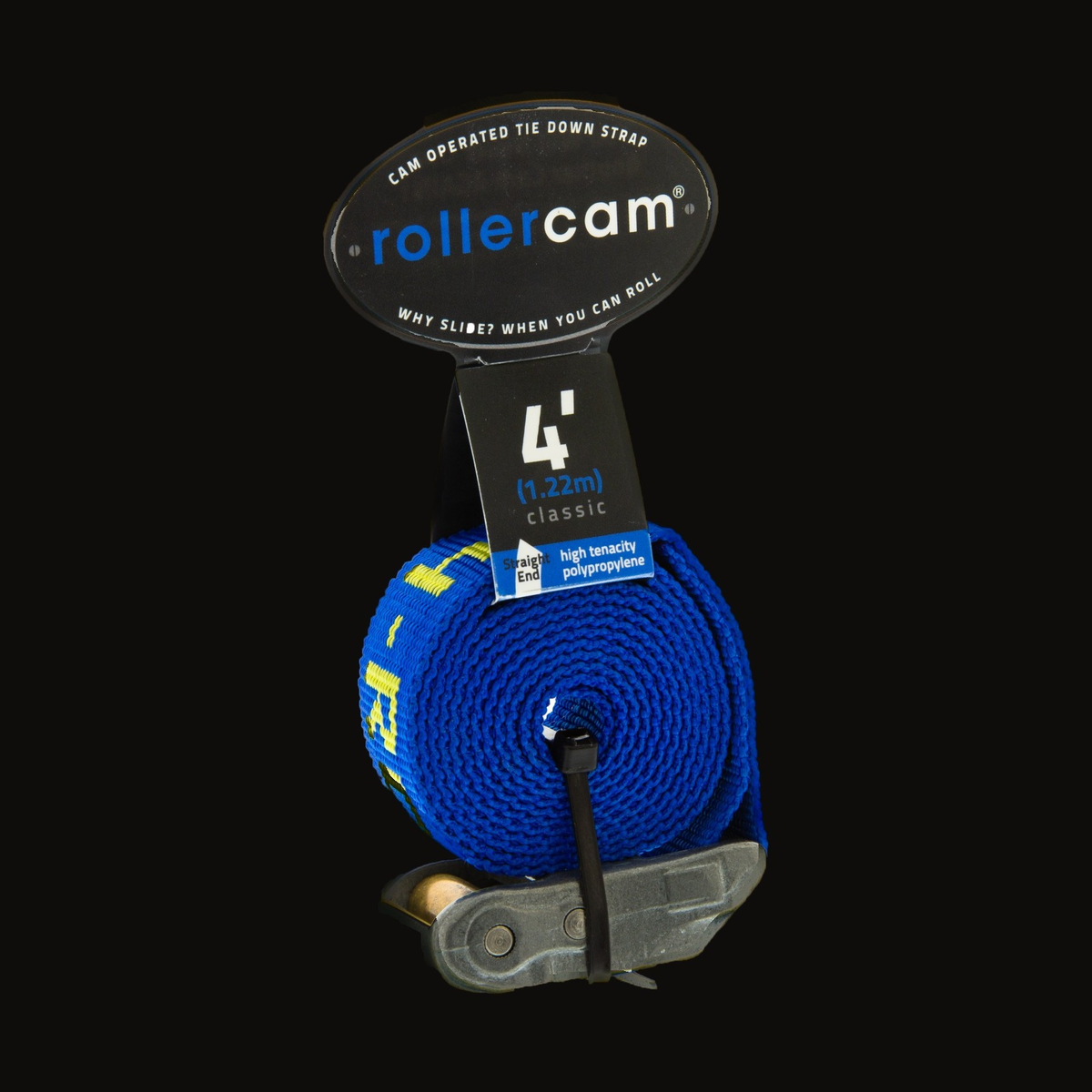 Rollercam 1" Cam Strap, Straight End in Classic Blue, 4 ft