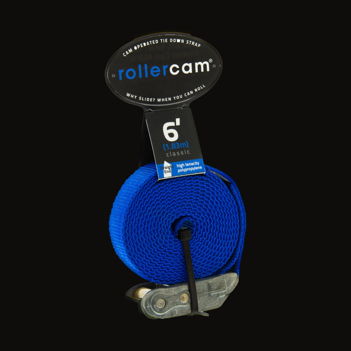 Rollercam 1" Cam Strap, Straight End in Classic Blue, 6 ft