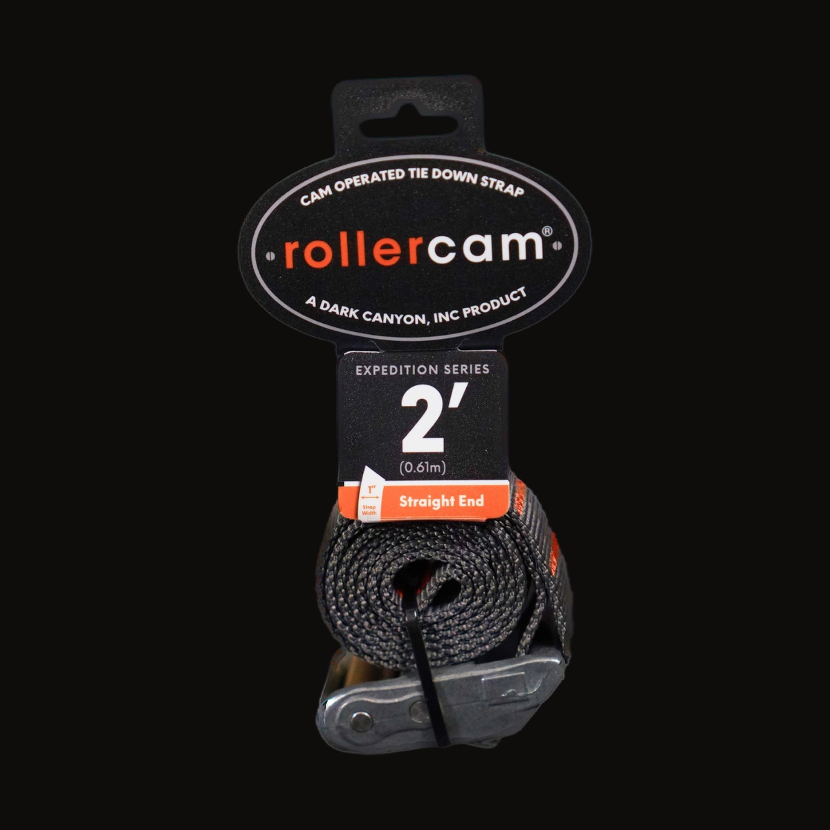 Rollercam 1" Cam Strap, Straight End in Expedition Grey, 2 ft
