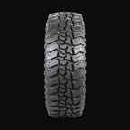 The 37 inch mud terrain tread head-on, deep blocks and sidewall lugs
