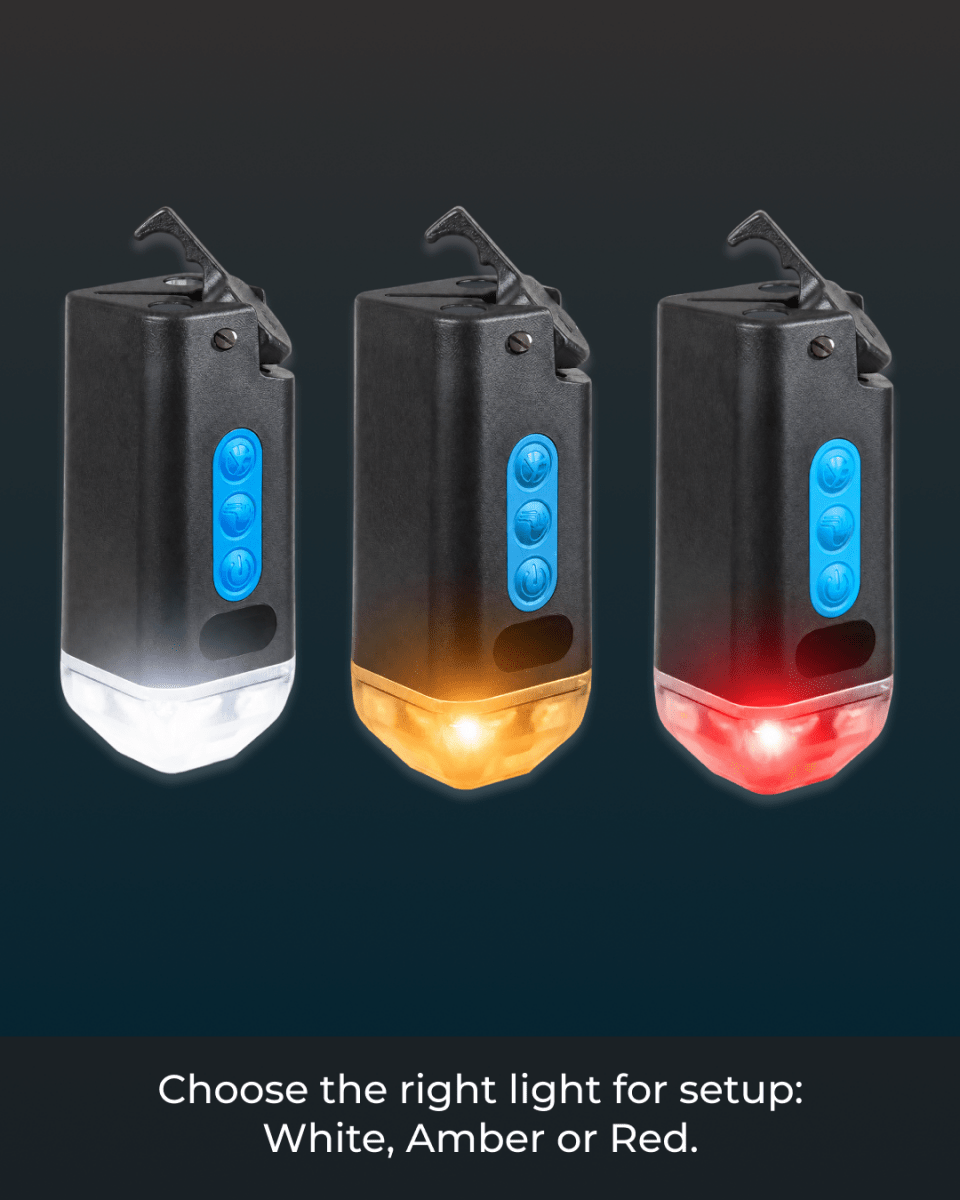 The three colour modes of the LightRanger 500: white, red and amber