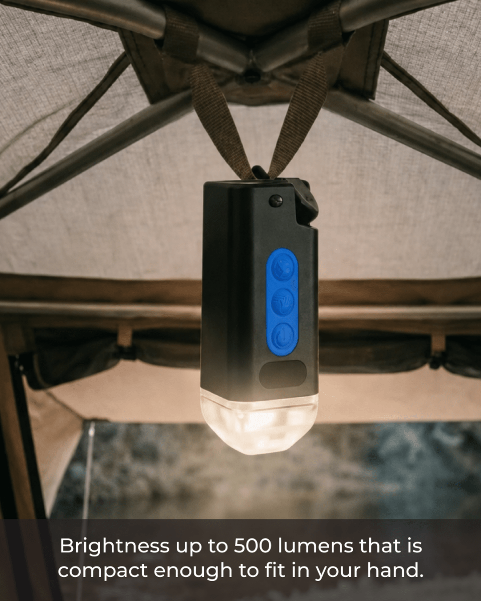 The LightRanger 500 held in one hand, showing its size