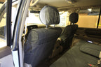 Escape Gear canvas seat covers, Land Cruiser 100 Series, Grey front seat backs with map pockets, from the rear door