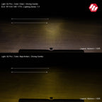 Night beam comparison for the Pro in driving combo, clear above and Baja Amber below, 100 foot markers