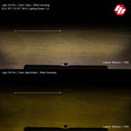 Night beam comparison for the Pro, clear above and Baja Amber below in wide cornering, 100 foot markers
