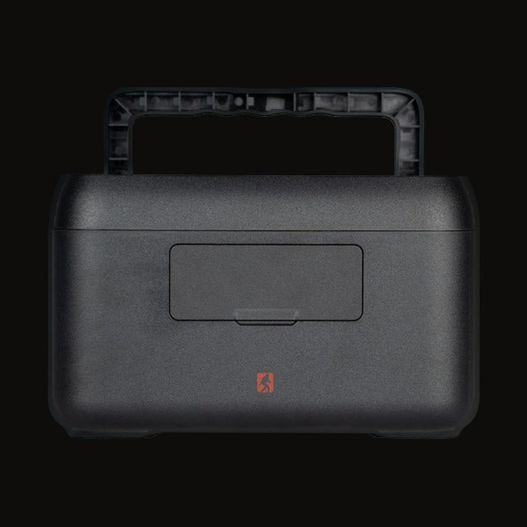 Back of the 300W power station with the handle folded flat