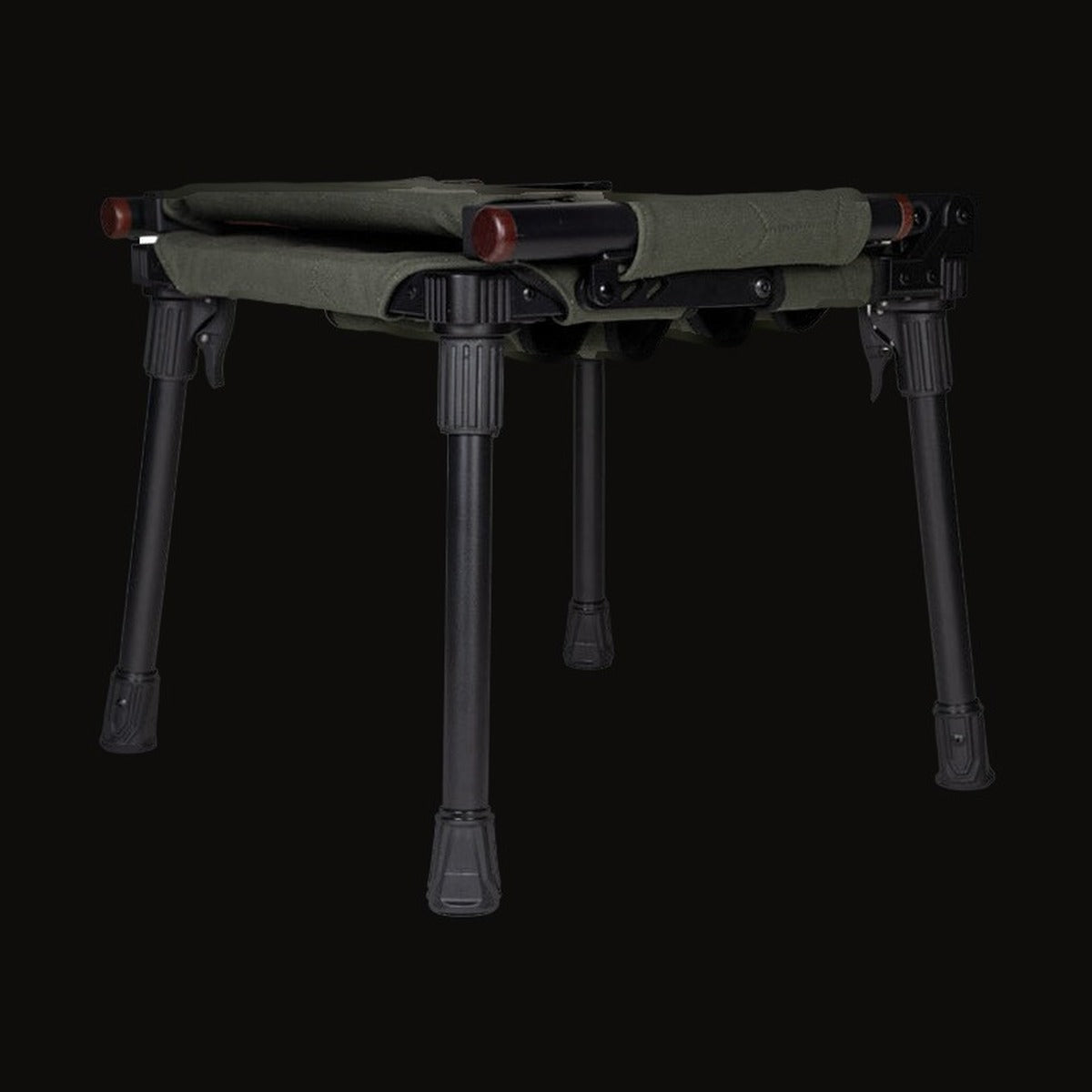 The Sasquatch camping chair folded, seen at an angle