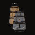 Escape Gear canvas seat back organizer (Seat Tidy) in Light Khaki and Grey, front view on light grey