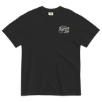 Shop T-Shirt in Black, front, small off-white Roaming Lost script on the left chest