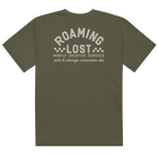 Mobile Creative Services T-Shirt in Sage, back, off-white Roaming Lost Mobile Creative Services race print