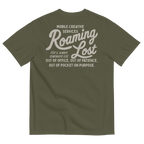 Shop T-Shirt in Sage, back, off-white Mobile Creative Services Roaming Lost print